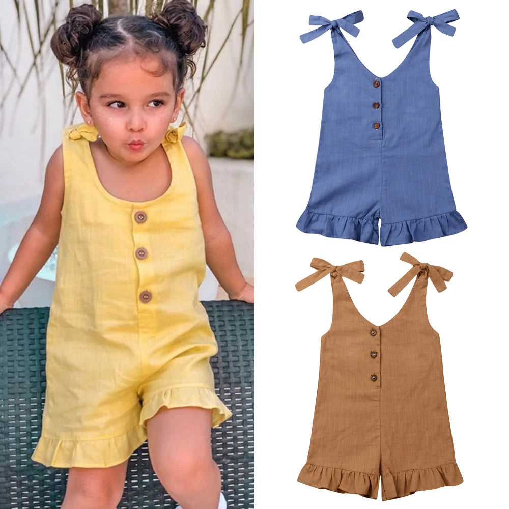 Girls Ruffle Cotton Romper/Jumpsuit