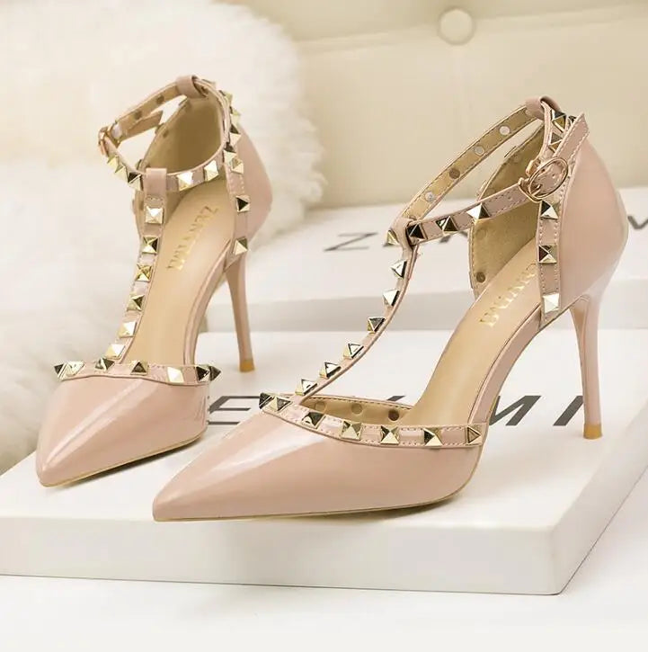 fashion rivet stiletto heels