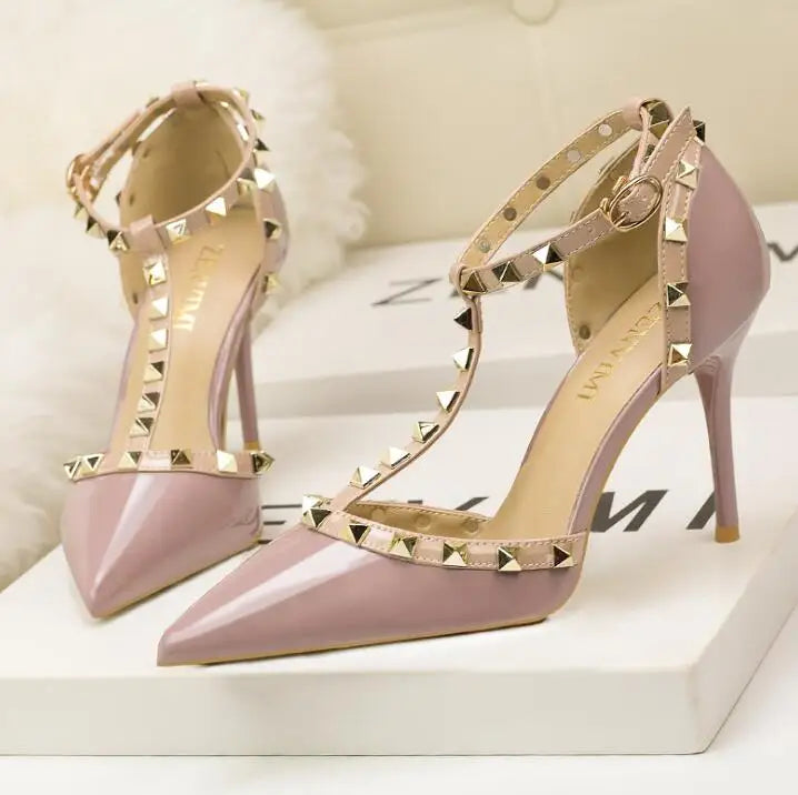 fashion rivet stiletto heels