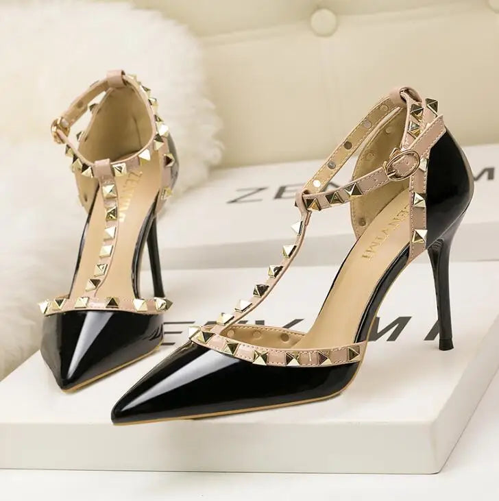 fashion rivet stiletto heels