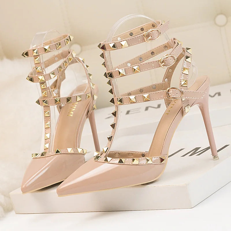 fashion rivet stiletto heels