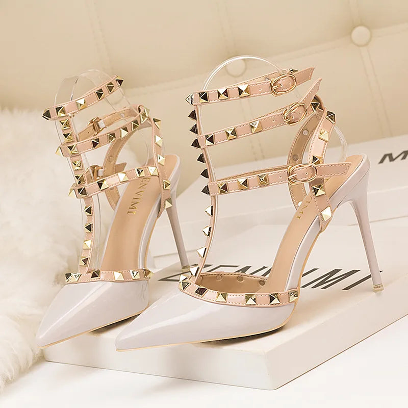 fashion rivet stiletto heels