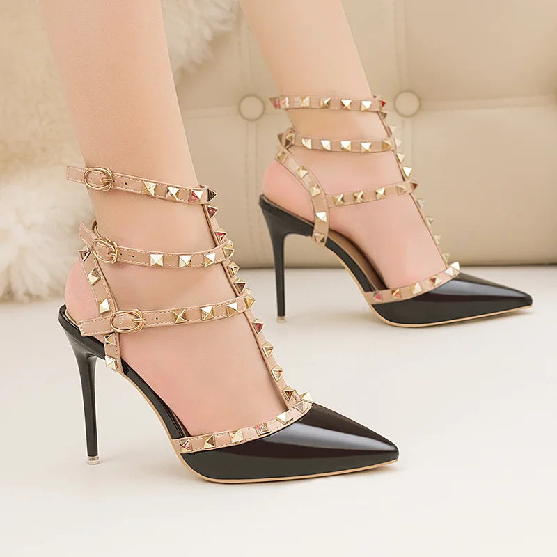 fashion rivet stiletto heels