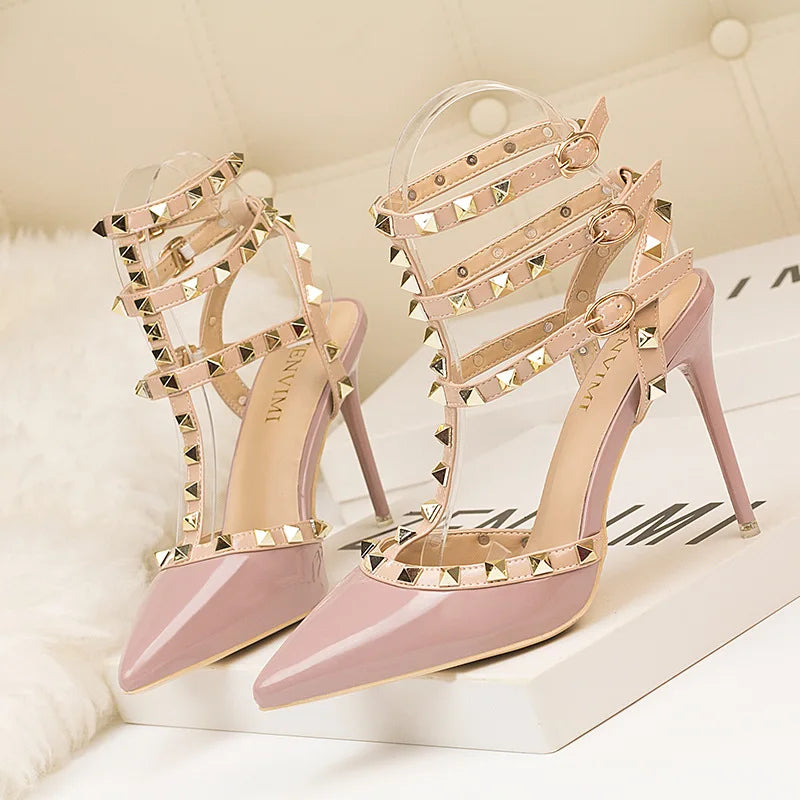 fashion rivet stiletto heels